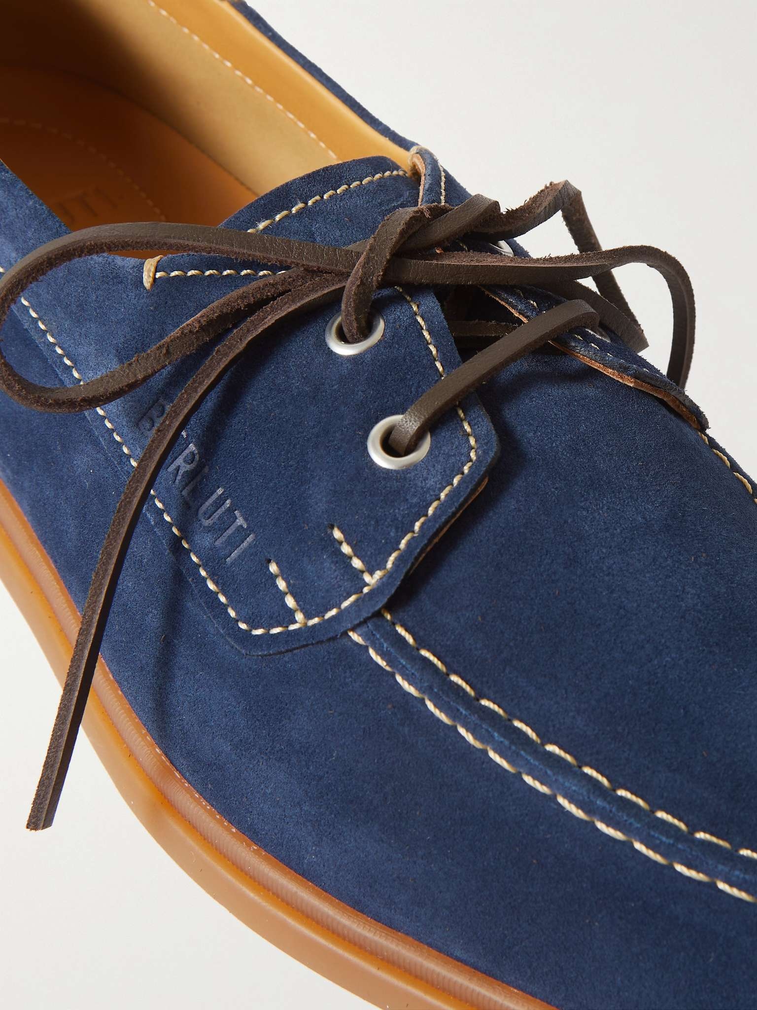 Latitude Leather-Trimmed Suede Boat Shoes - 6