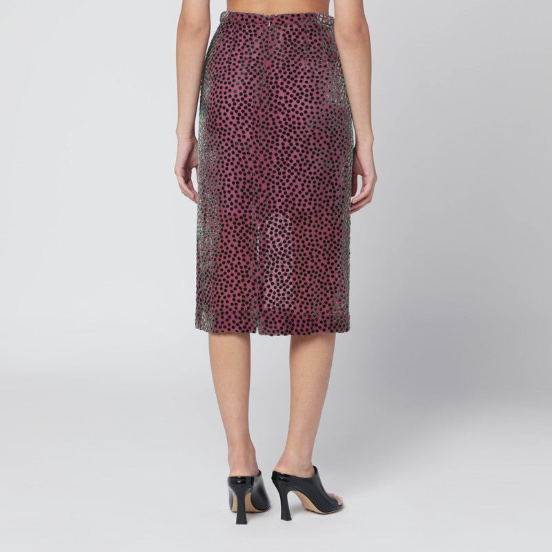 Dries Van Noten Pink Polka Dot Skirt In Silk Blend Women - 2