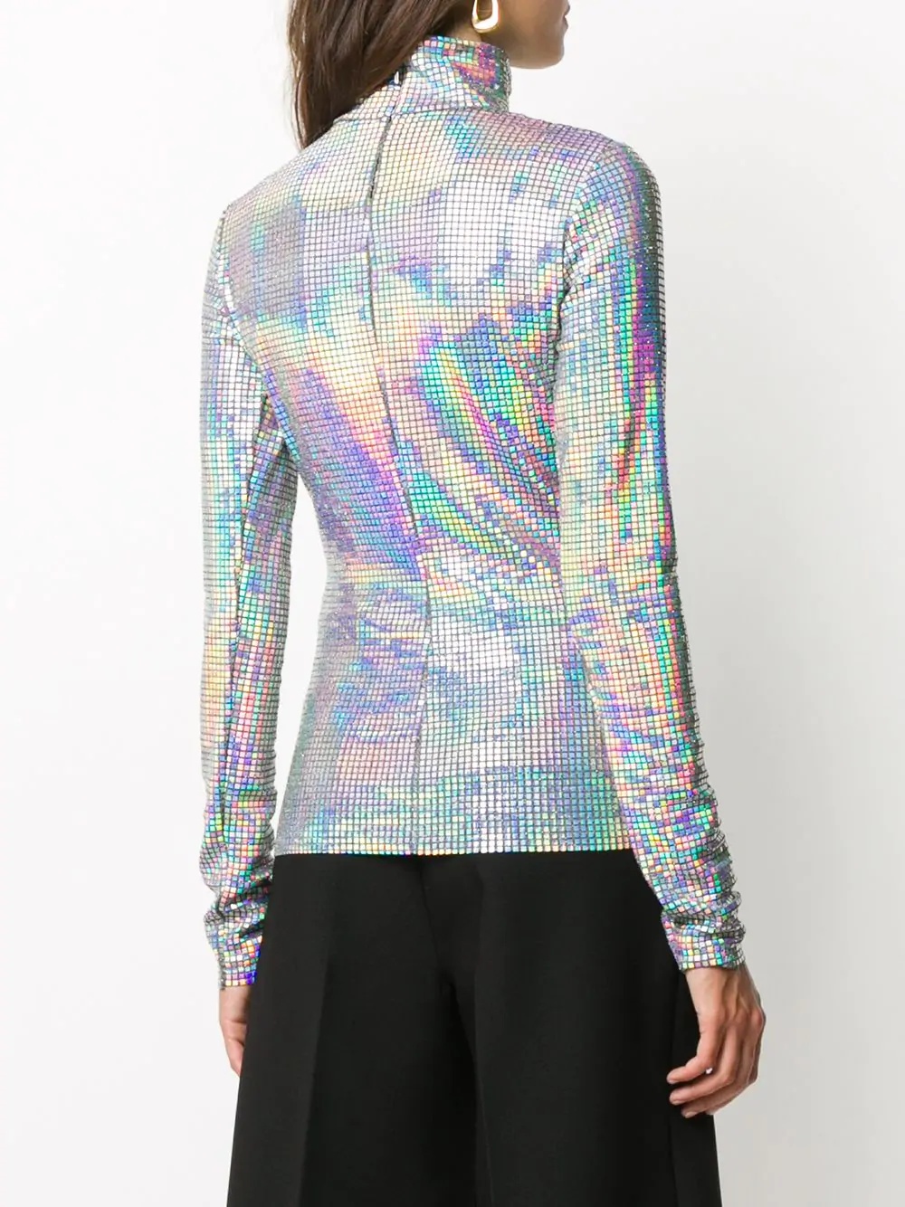  iridescent roll neck top - 4