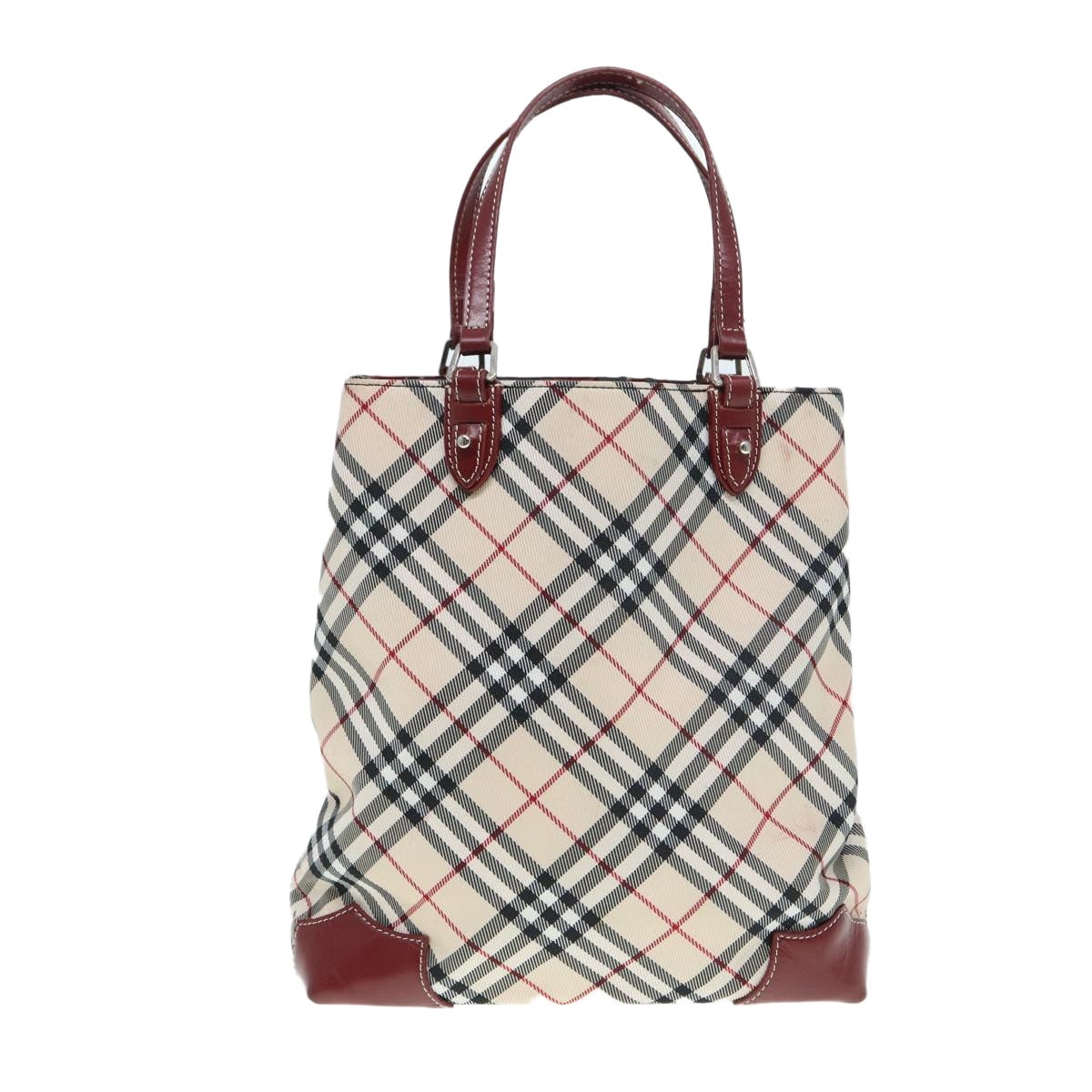 Burberry Nova Check Blue Label Hand Bag Nylon Beige Red - 13