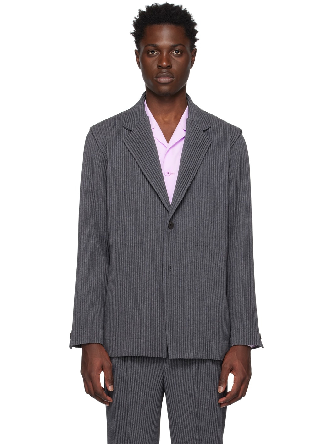 Gray Wool Like Light Blazer - 1