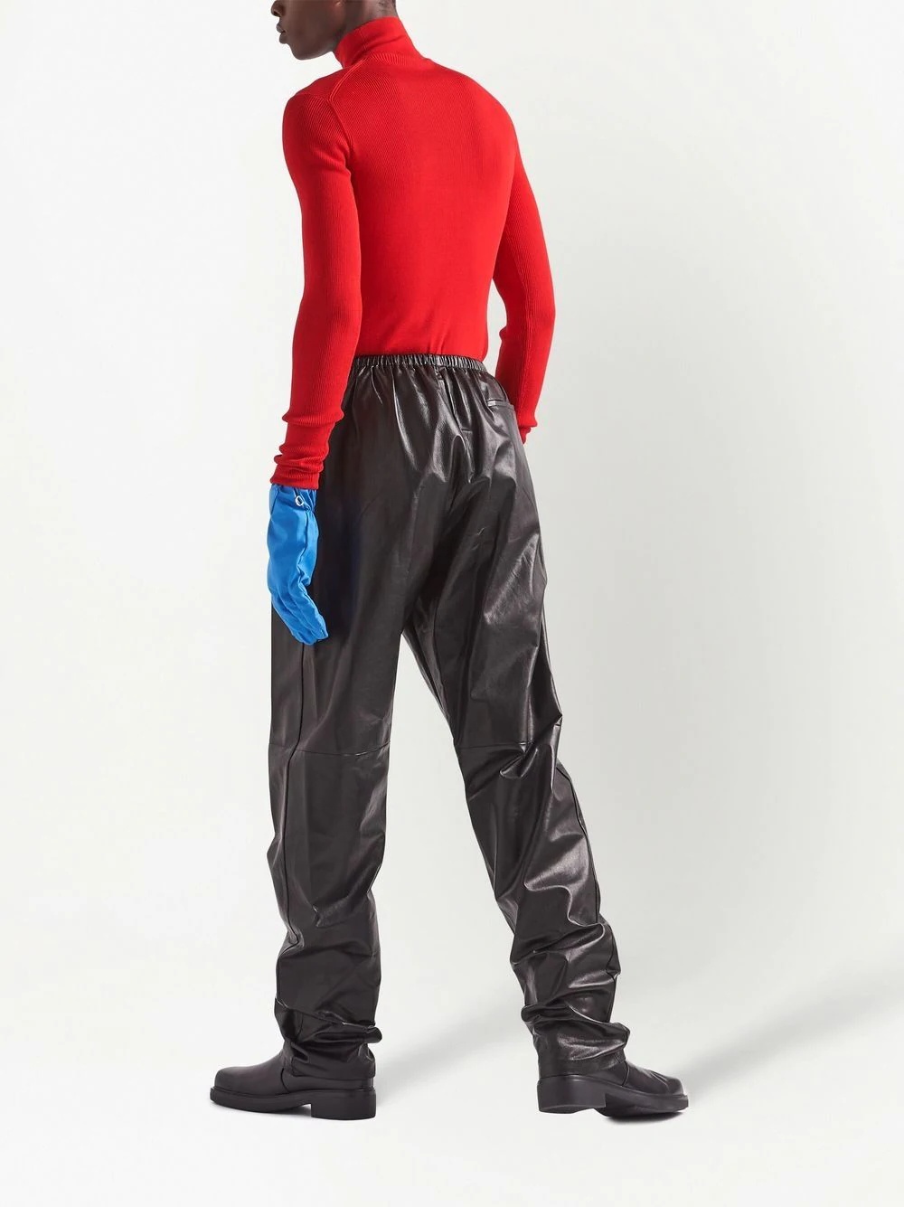 elasticated leather trousers - 3