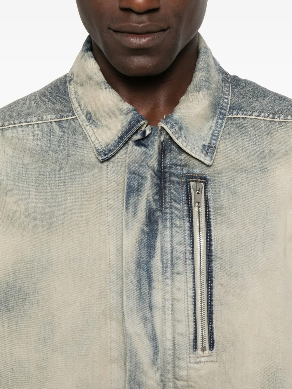 RICK OWENS DRKSHDW - Men Denim Concealed Zipfront Giacca Jacket - 4