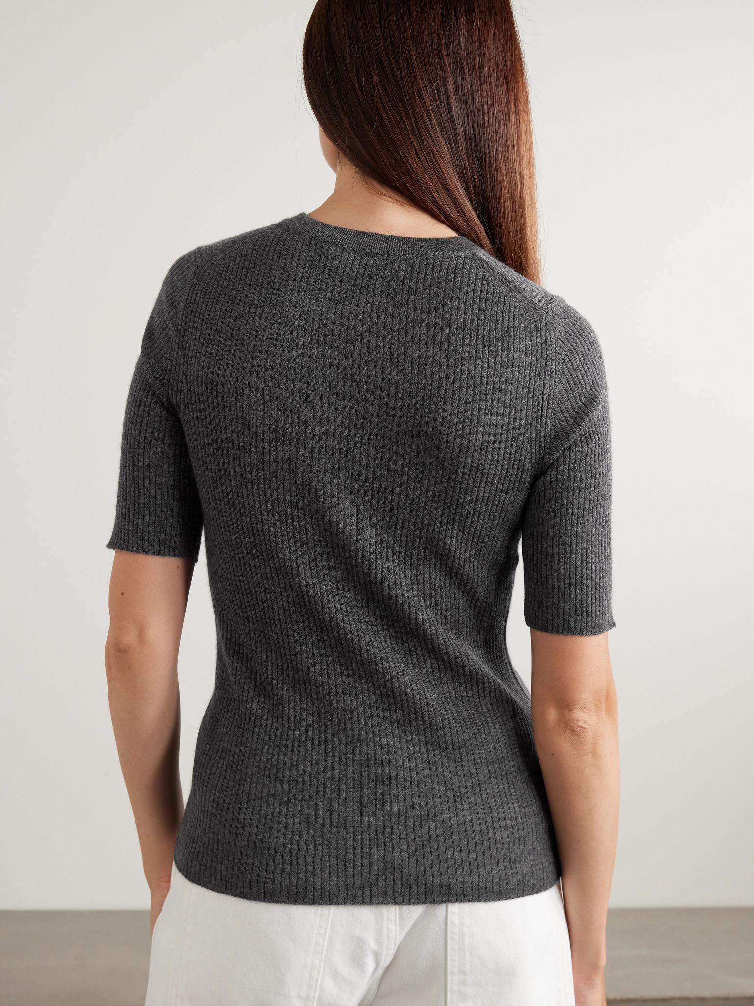 Belsize ribbed organic cashmere sweater Gray - 4