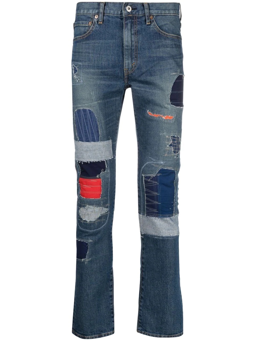 patchwork skinny jeans - 2