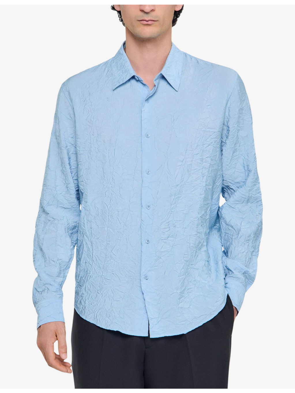 Crinkled-Texture Regular-Fit Woven Shirt - 3