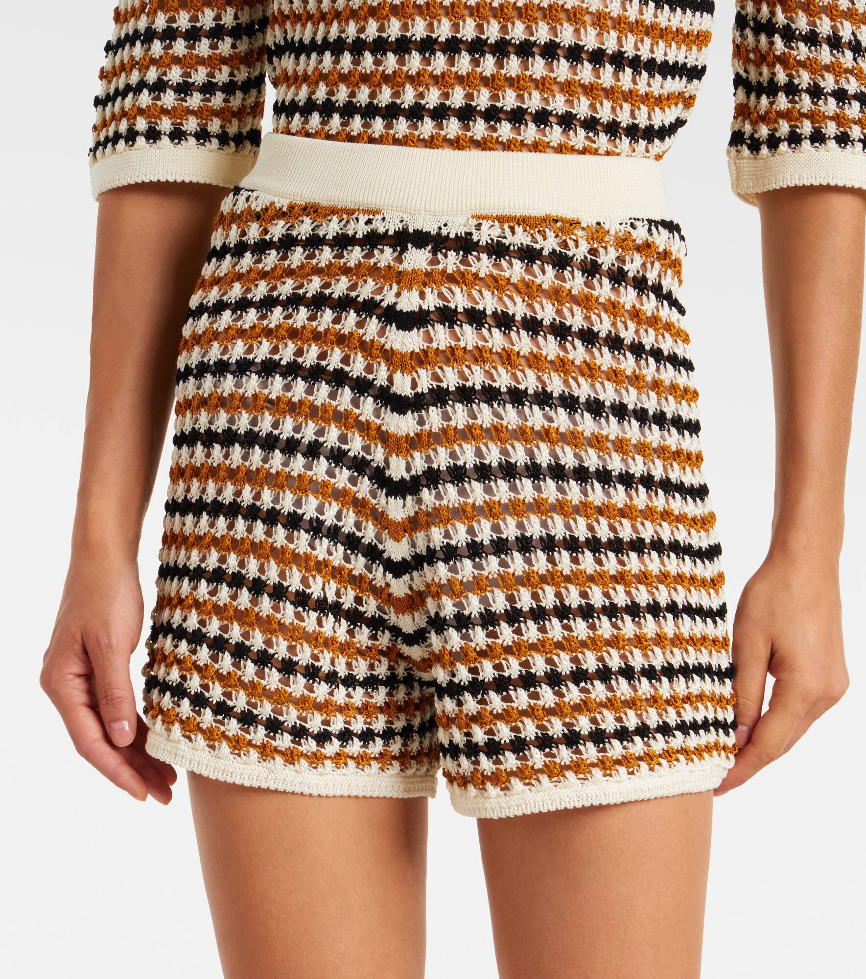 Disco open-knit cotton-blend shorts - 4