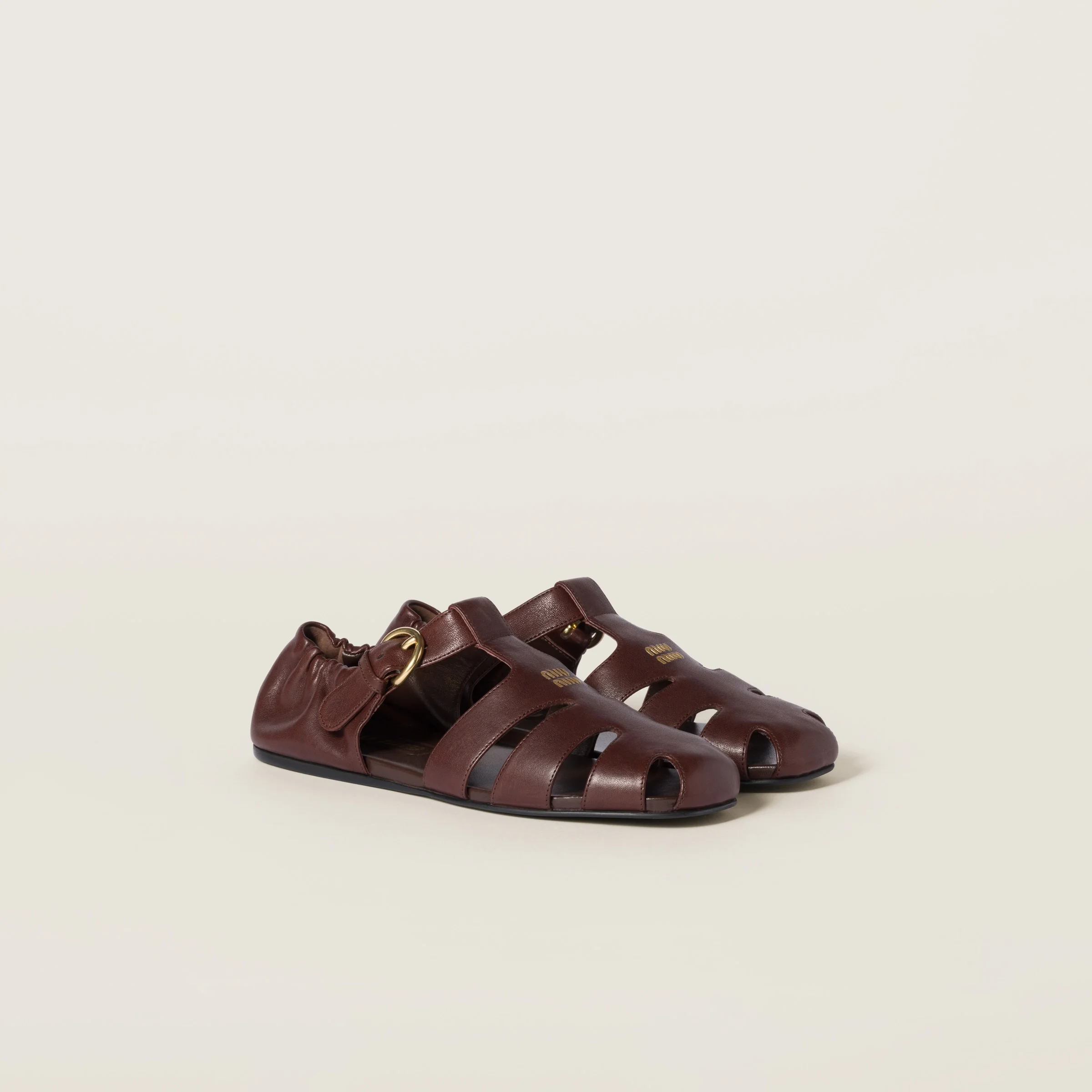 Ruches nappa leather fisherman's sandals - 1