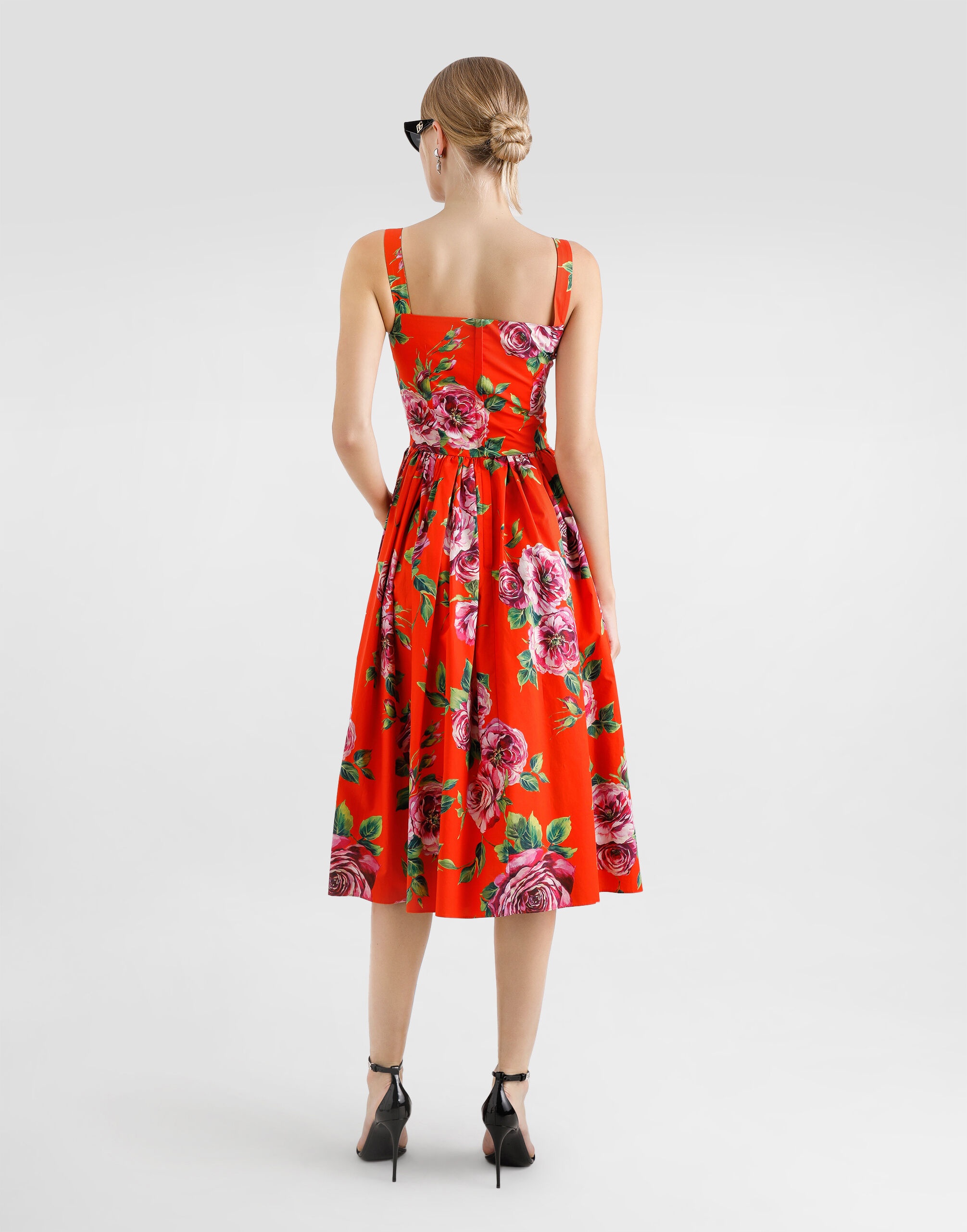 Cotton sundress with rose print - 3