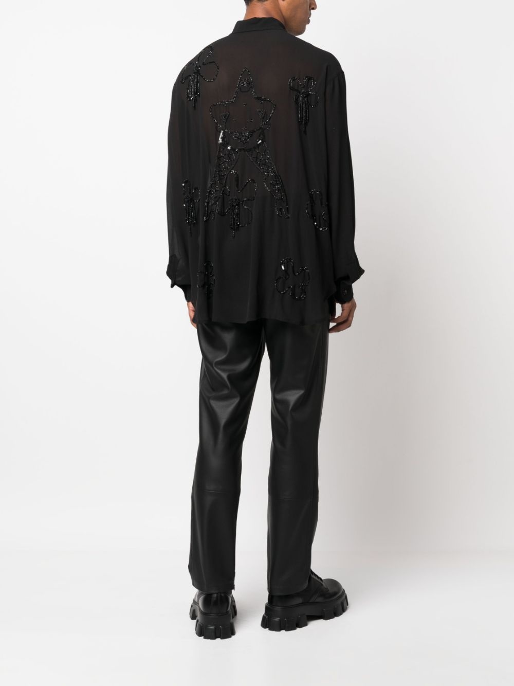 bead-embellished silk shirt - 2
