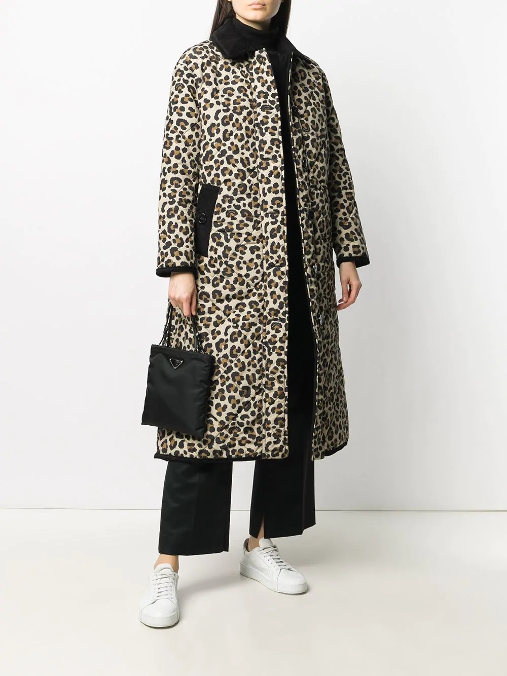 leopard print quilted coat - 2