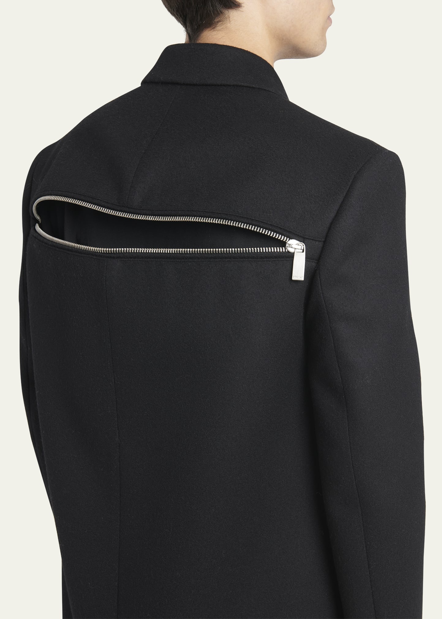 Men's Topcoat with Zipper Details - 5