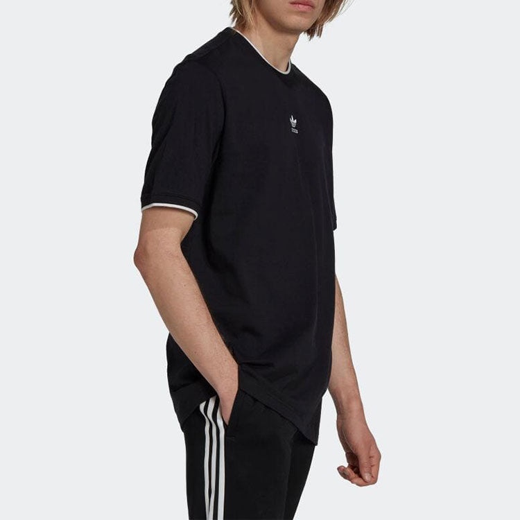 Men's adidas originals Solid Color Logo Casual Round Neck Short Sleeve Black T-Shirt HK7305 - 4