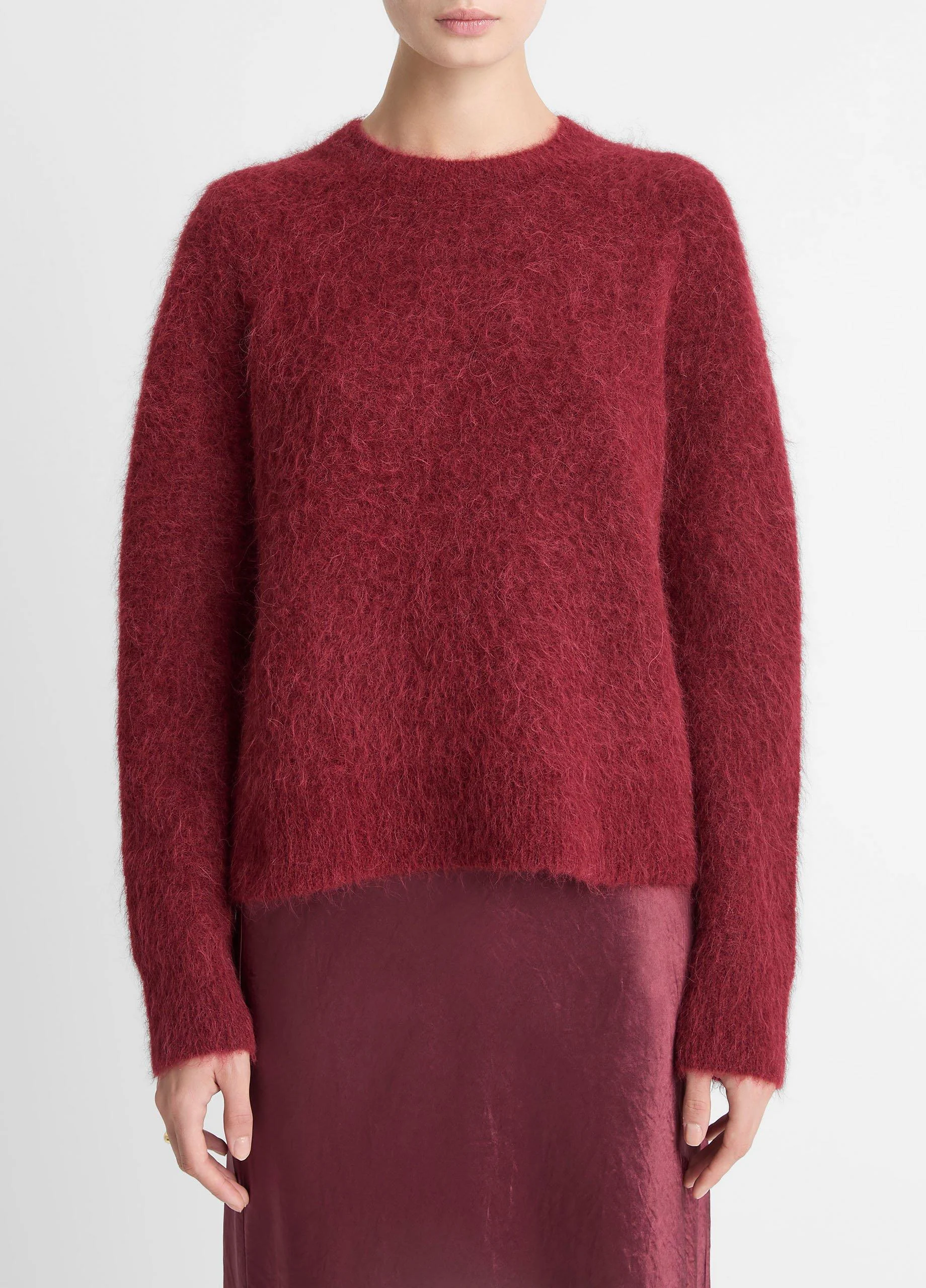 Brushed Alpaca-Blend Crew Neck Sweater - 1