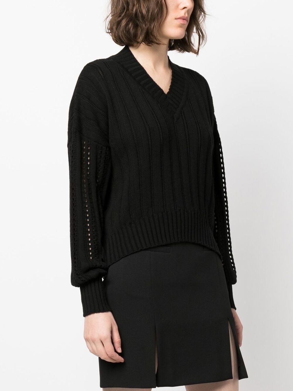 v-neck ribbed knit jumper - 3