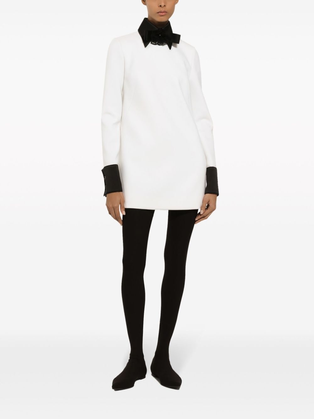 bow-applique virgin wool-blend minidress - 3