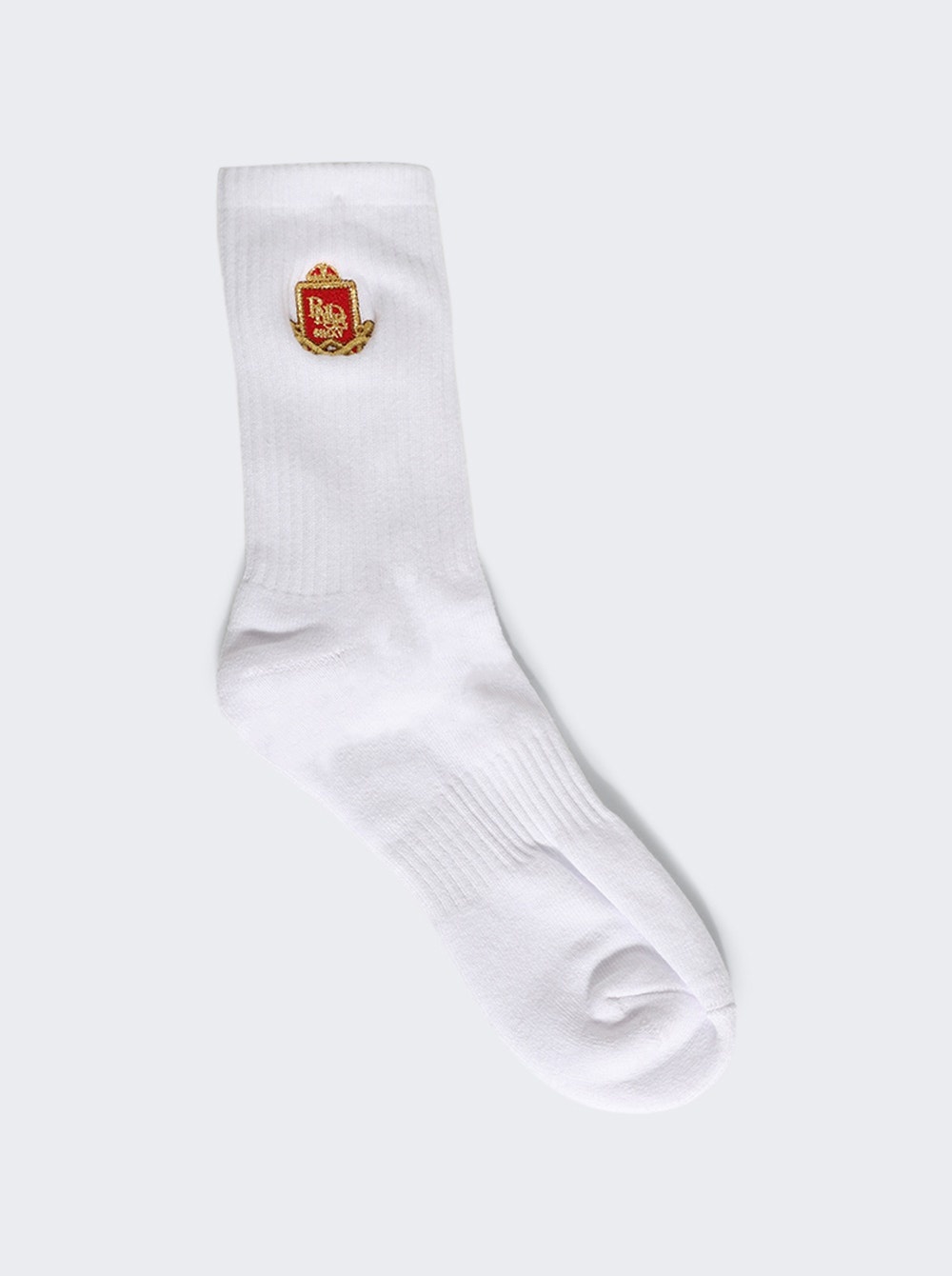 Embroidered Chevron Crest Sock White - 1