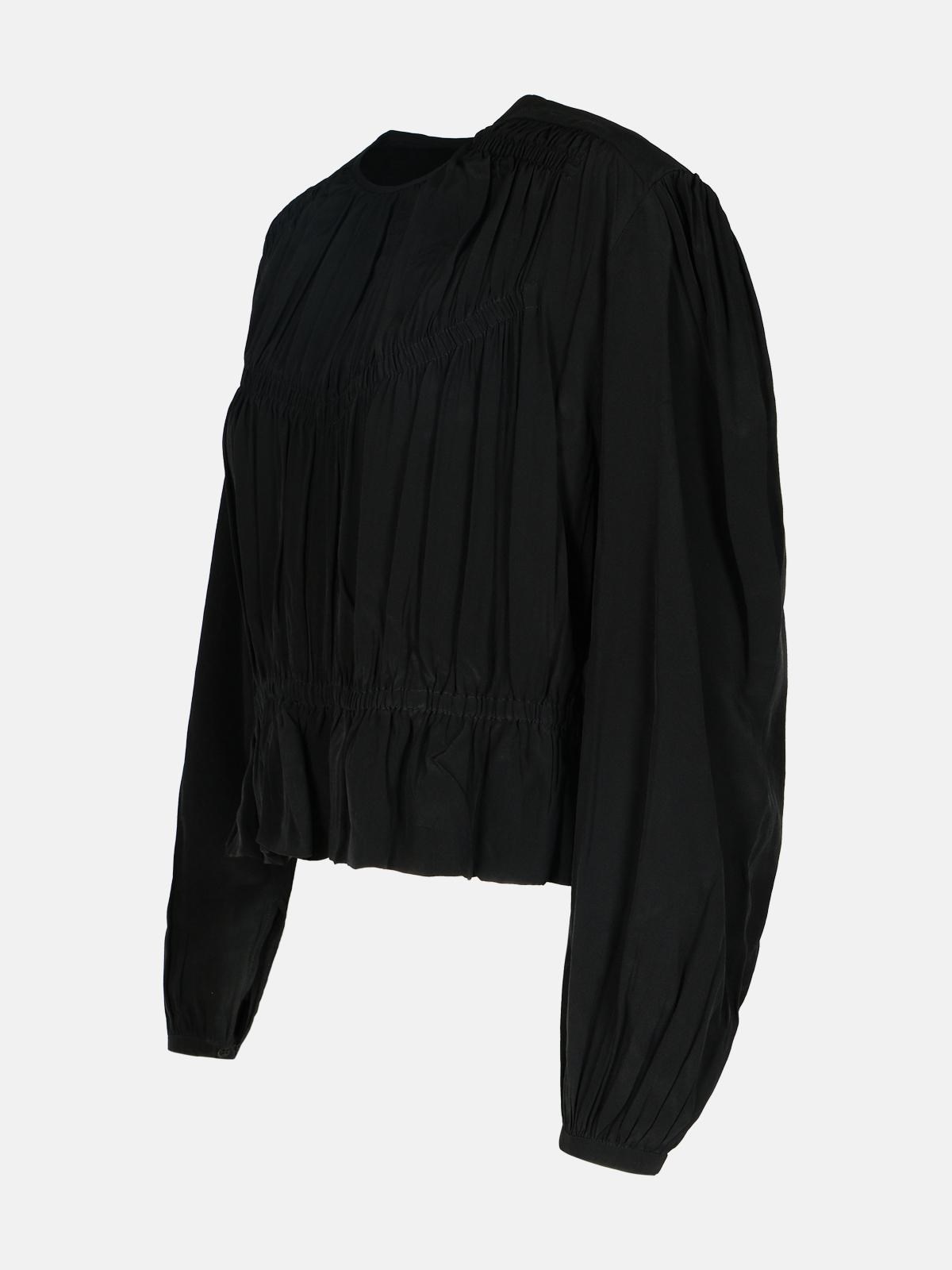 'GELINA' BLACK SILK BLEND BLOUSE - 2