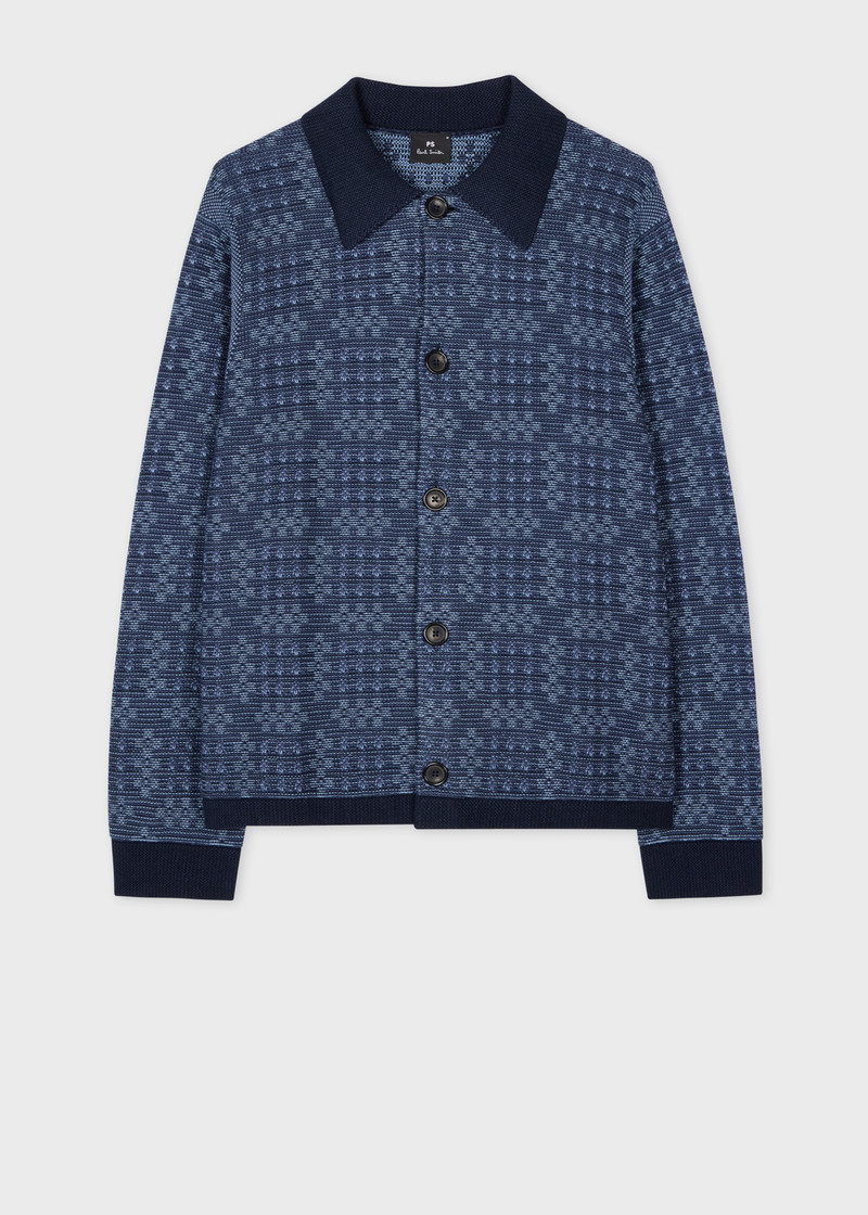 Navy Geo Cotton Cardigan 1
