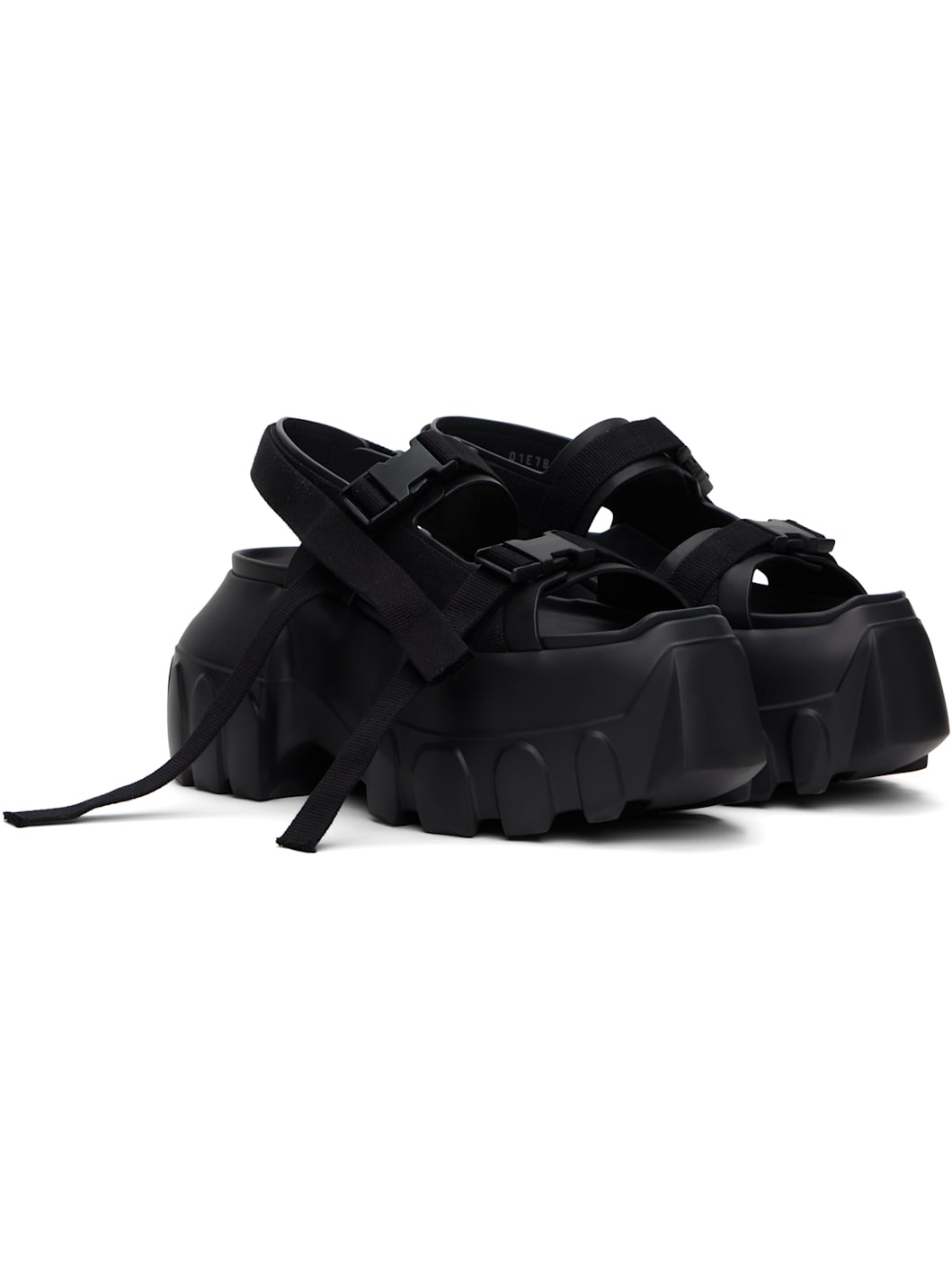 Black Hollywood Mega Tractor Heeled Sandals - 4