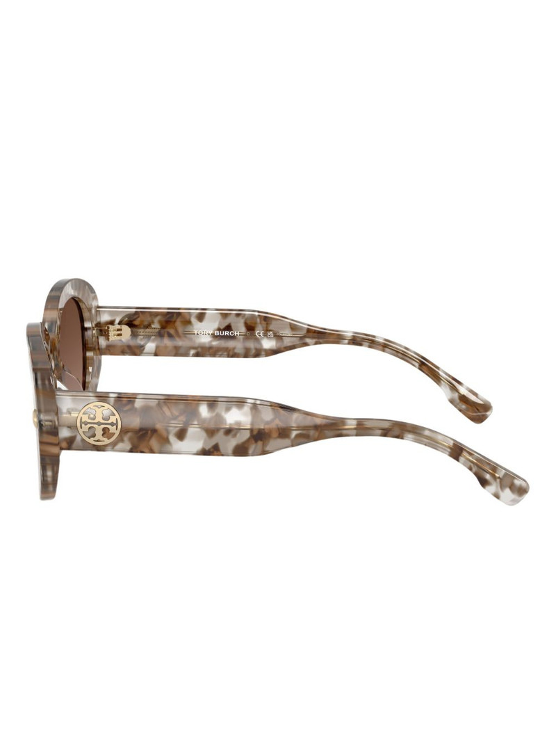 marble-effect oval-frame sunglasses 3