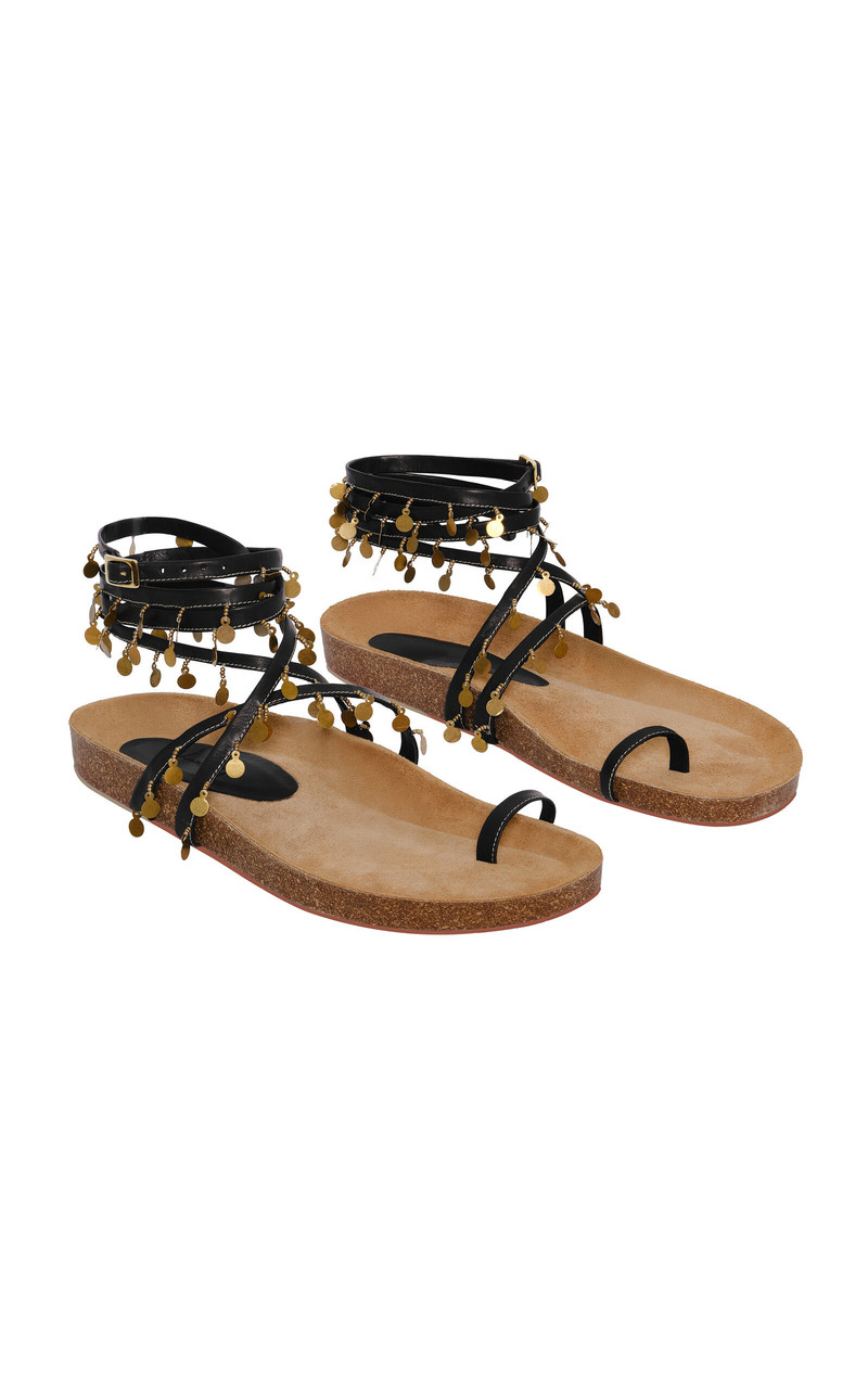 Johanna Ortiz Serenade In Swim Leather Sandals black outlook