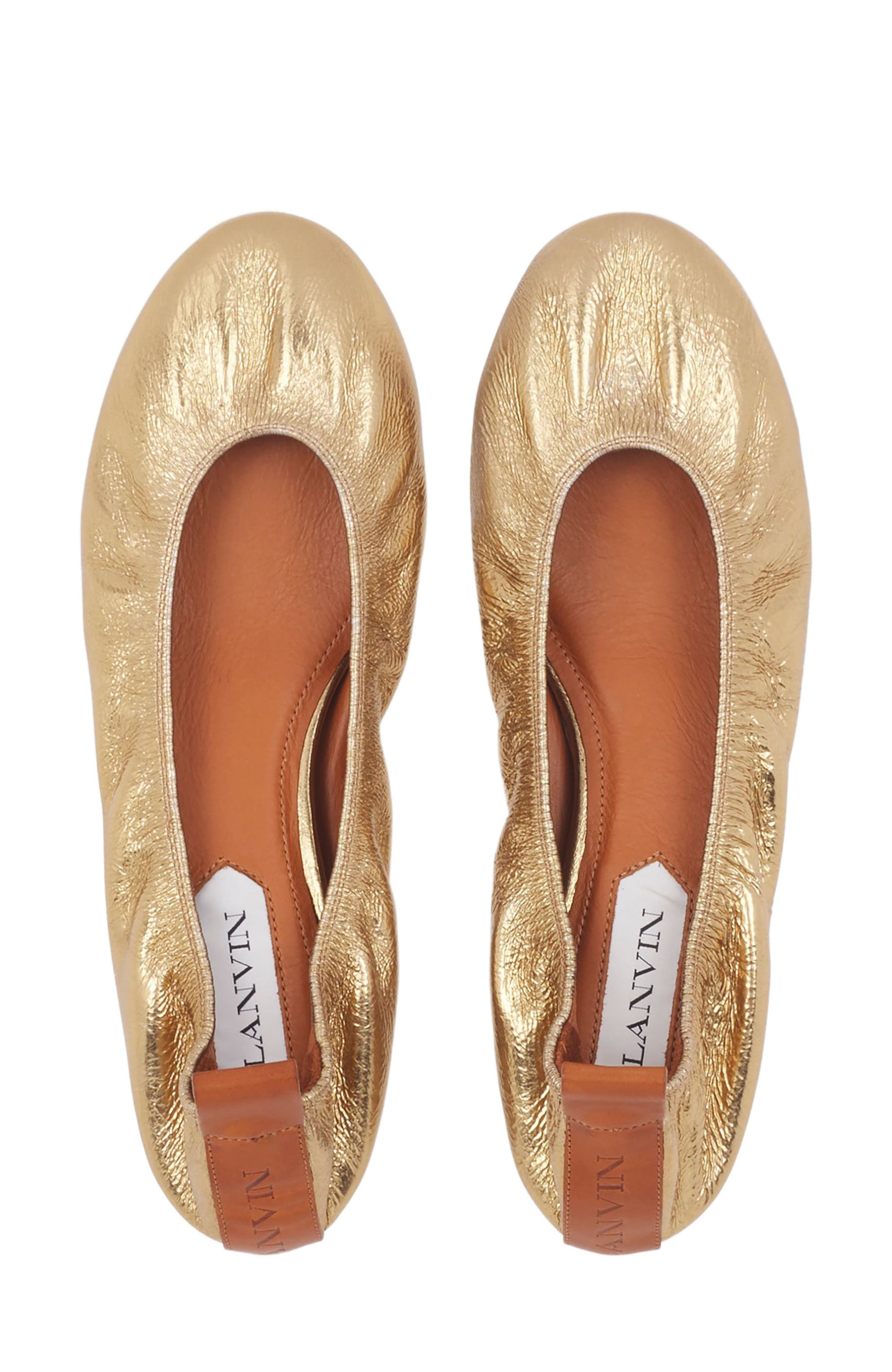 Lanvin The Ballerina Flat In Metallic Leather in Gold at Nordstrom - 4