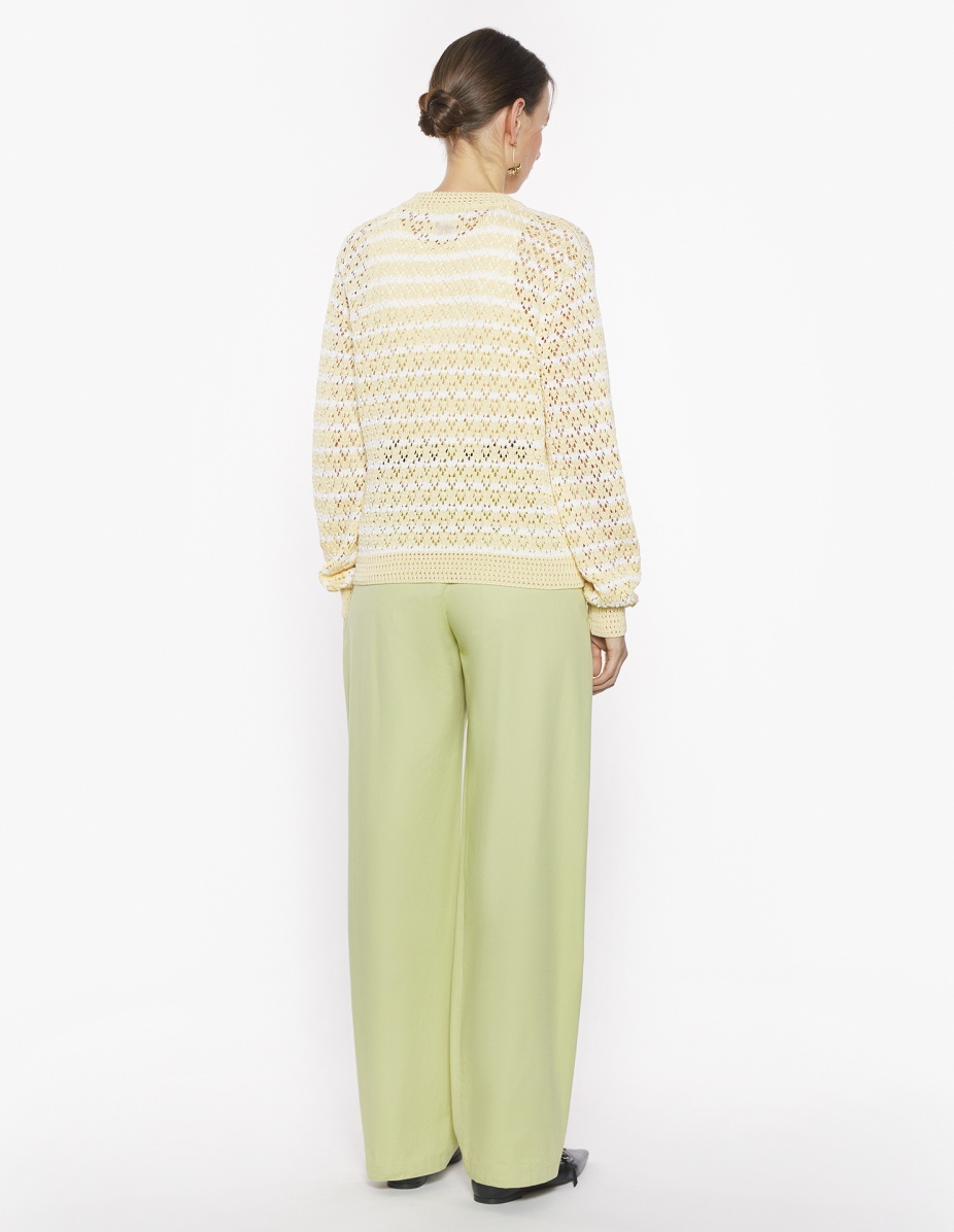 STRIPED LACE KNIT CARDIGAN - 5