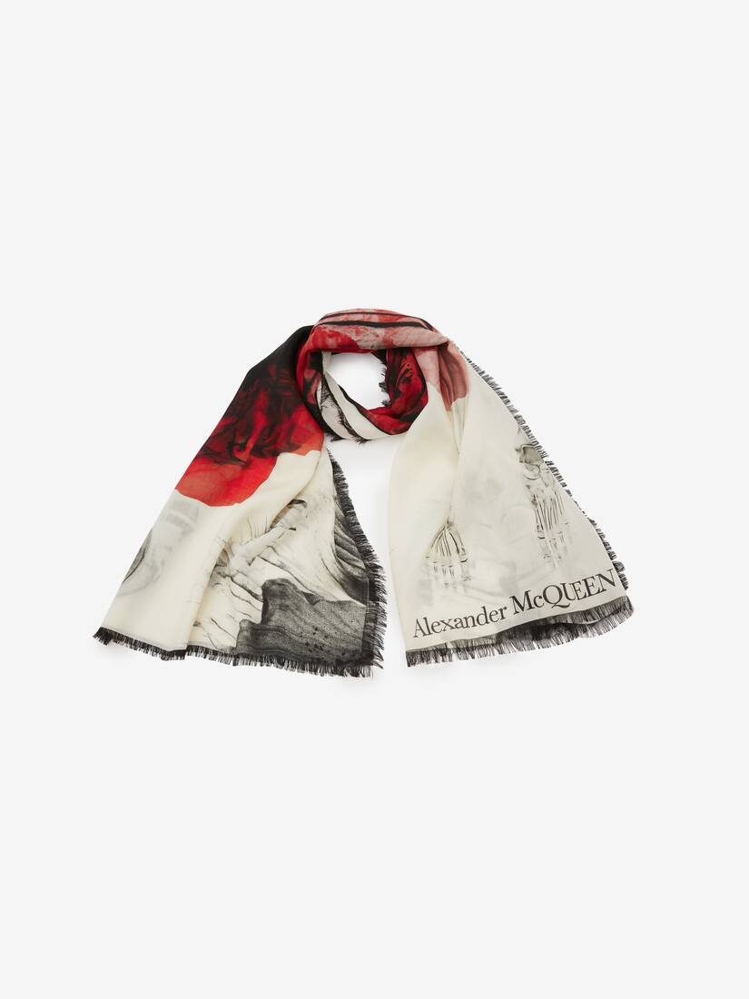 Paper Bloom Skeleton Scarf in Ivory/red - 2