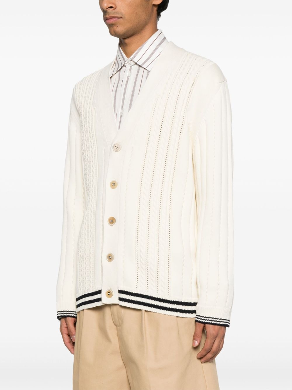 cable-knit cotton cardigan - 3