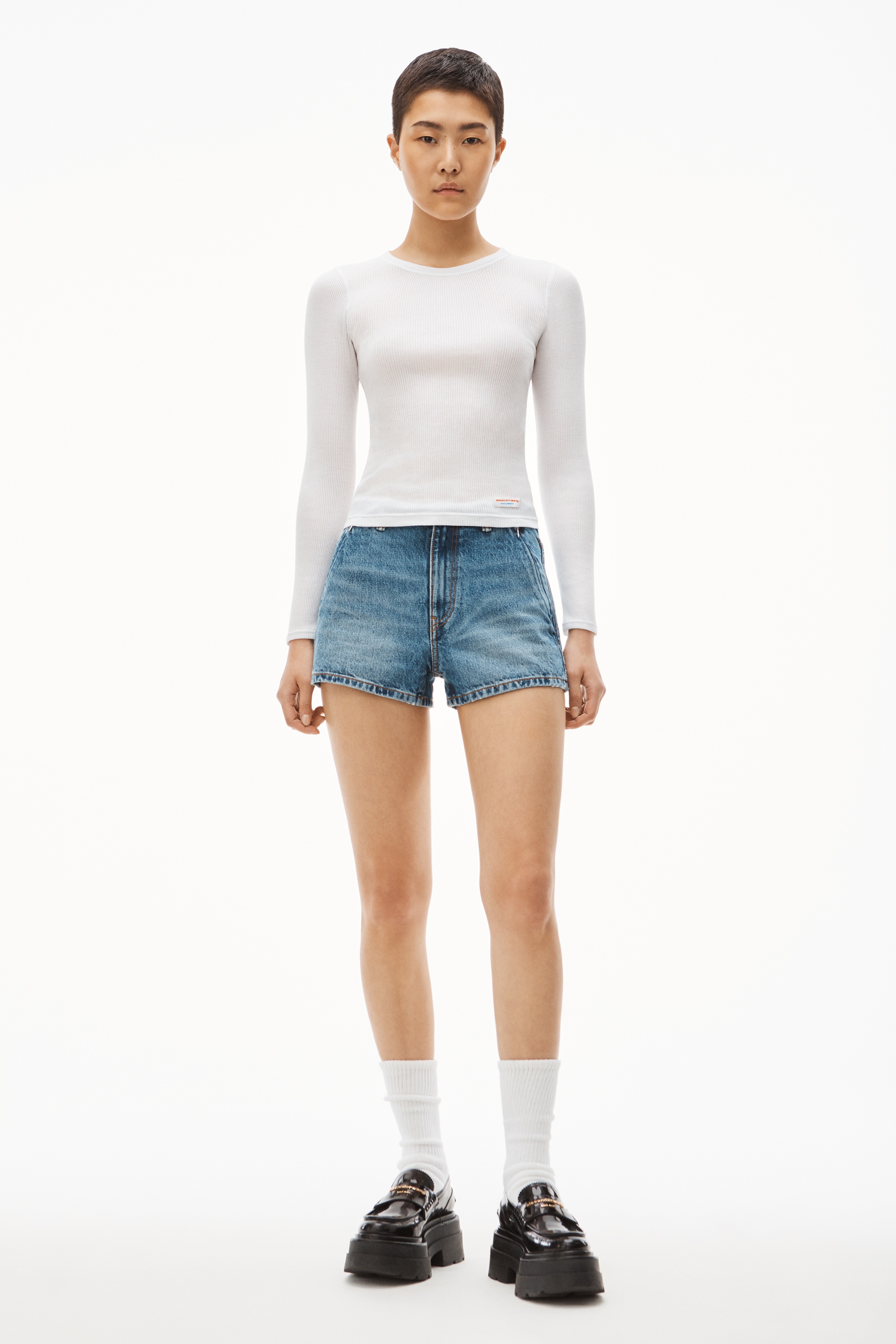 Long-Sleeve Tee in Ribbed Cotton Jersey - 5