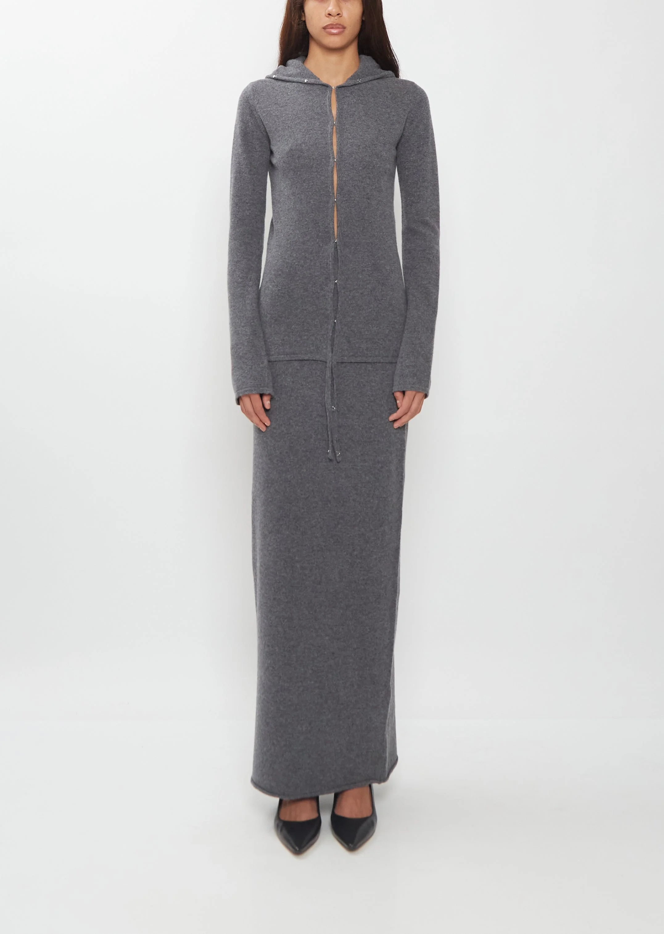 Long Straight Merino Wool Skirt - 1