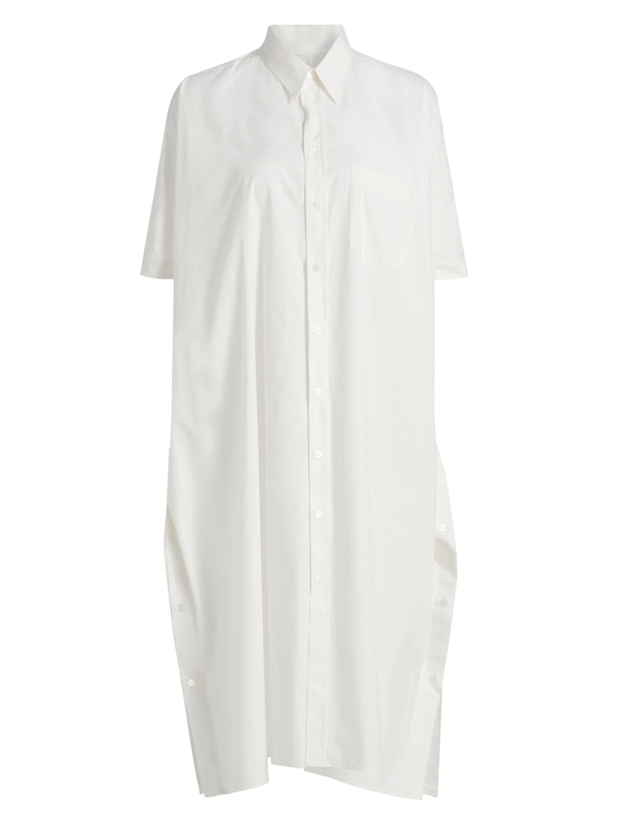 Women's Cotton Midi-Shirtdress - Off White - 1