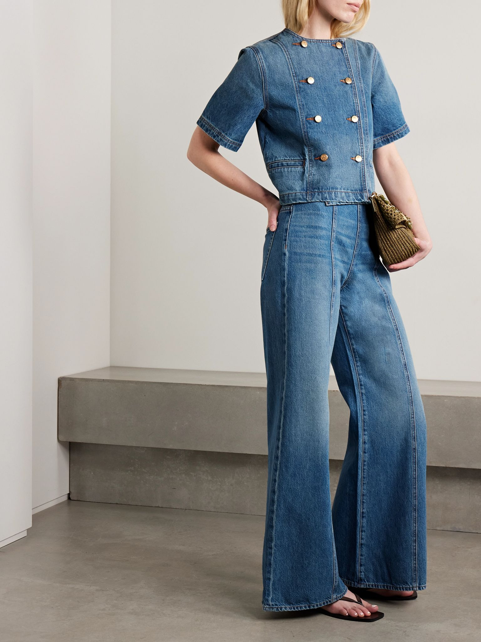 The Bianca paneled high-rise wide-leg jeans Mid denim - 2