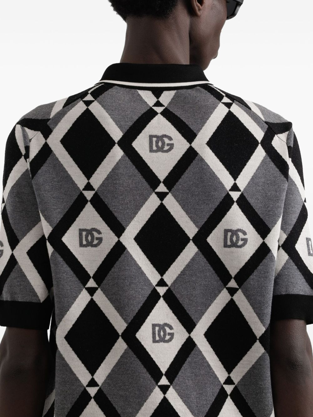 diamond-pattern polo shirt - 4