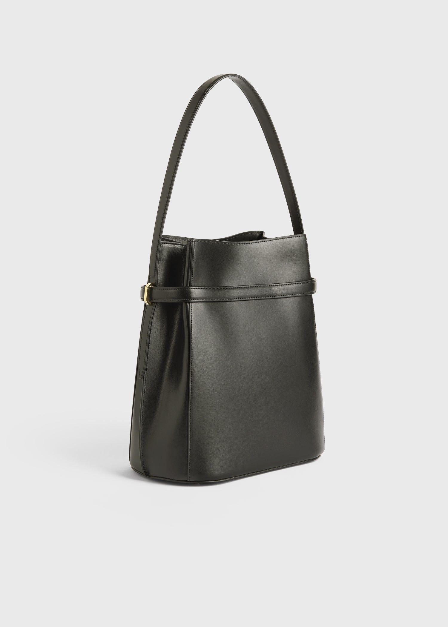 Belted leather bucket bag bark - 4