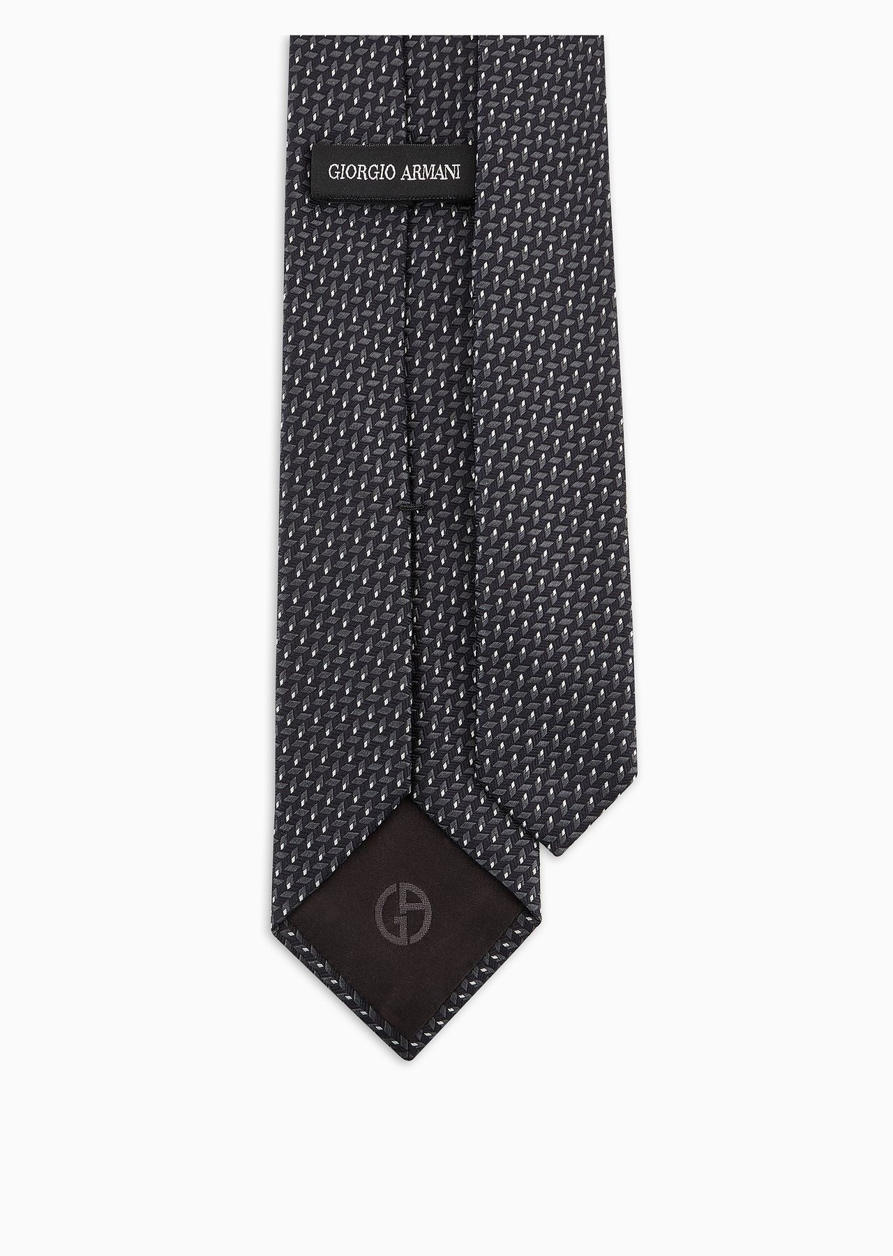 Silk tie with geometric jacquard motif - 2