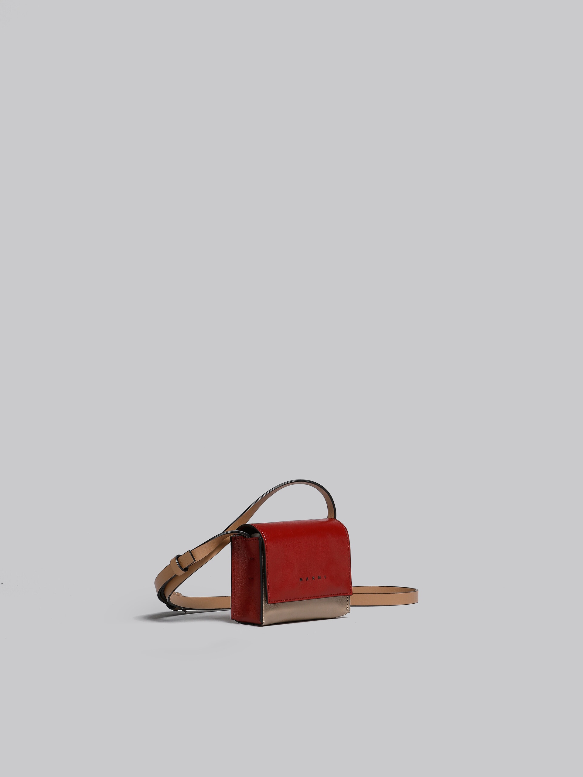 BURGUNDY AND BEIGE LEATHER CROSSBODY BAG - 5