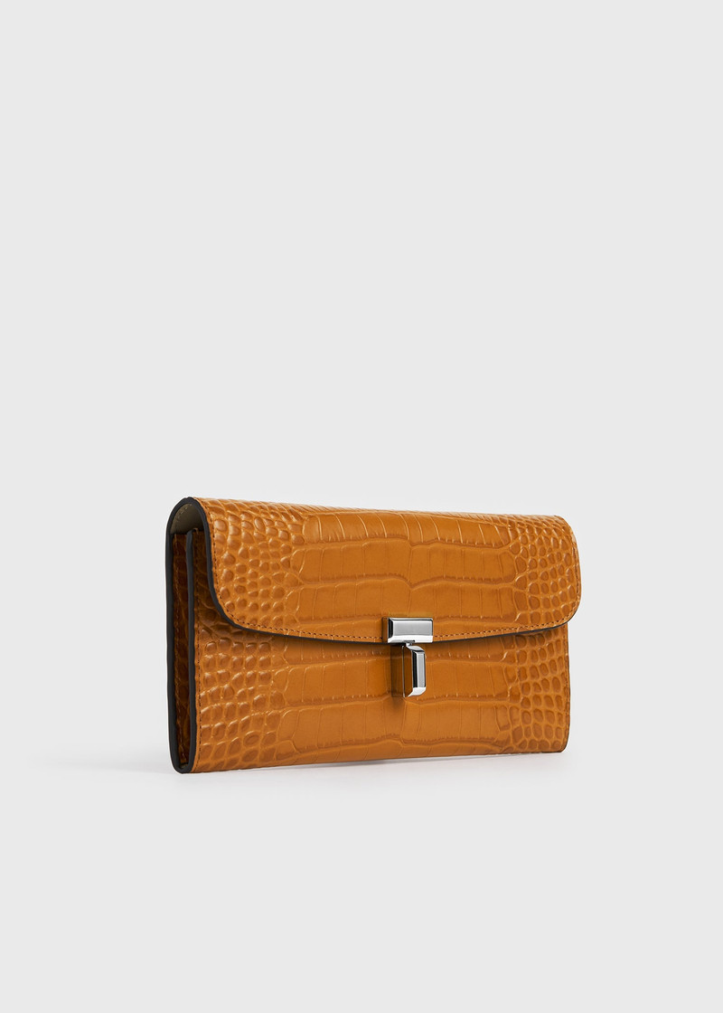 T-lock croco-embossed wallet tangerine 3