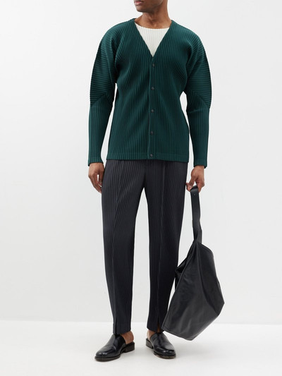 ISSEY MIYAKE V-neck technical-pleated cardigan outlook