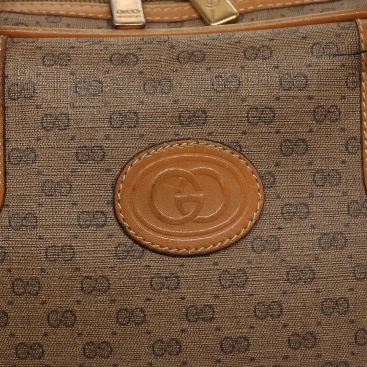 GUCCI Micro GG Supreme Hand Bag Pvc Leather Beige Gold - 14
