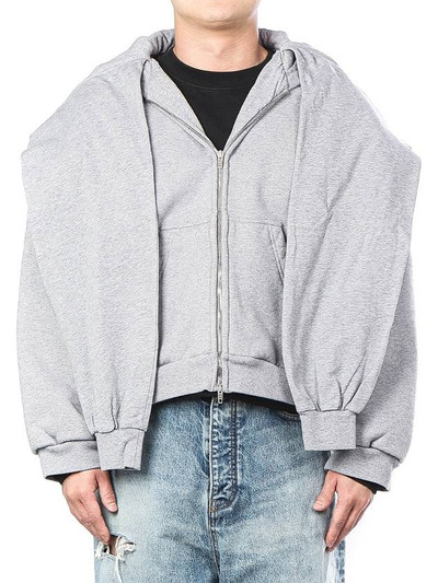 BALENCIAGA Incognito Zip-Up Hoodie Grey outlook