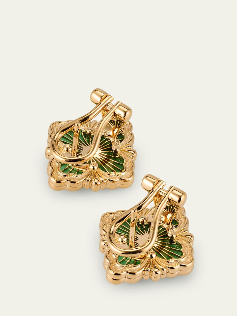Buccellati Opera Tulle Medium Button Earrings in Green Enamel outlook