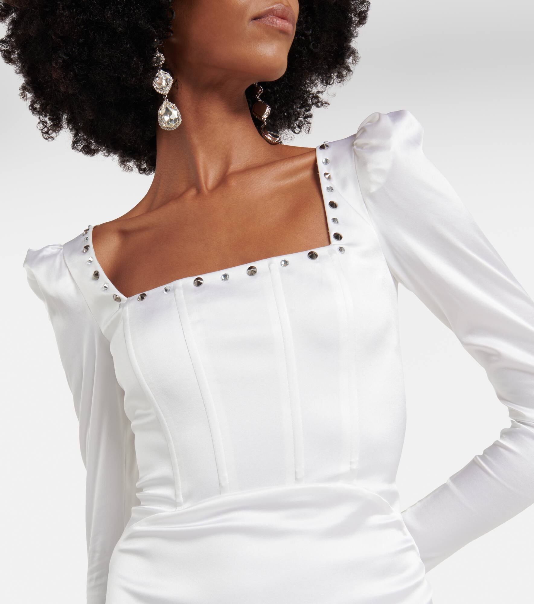Square-neck silk-blend gown - 4