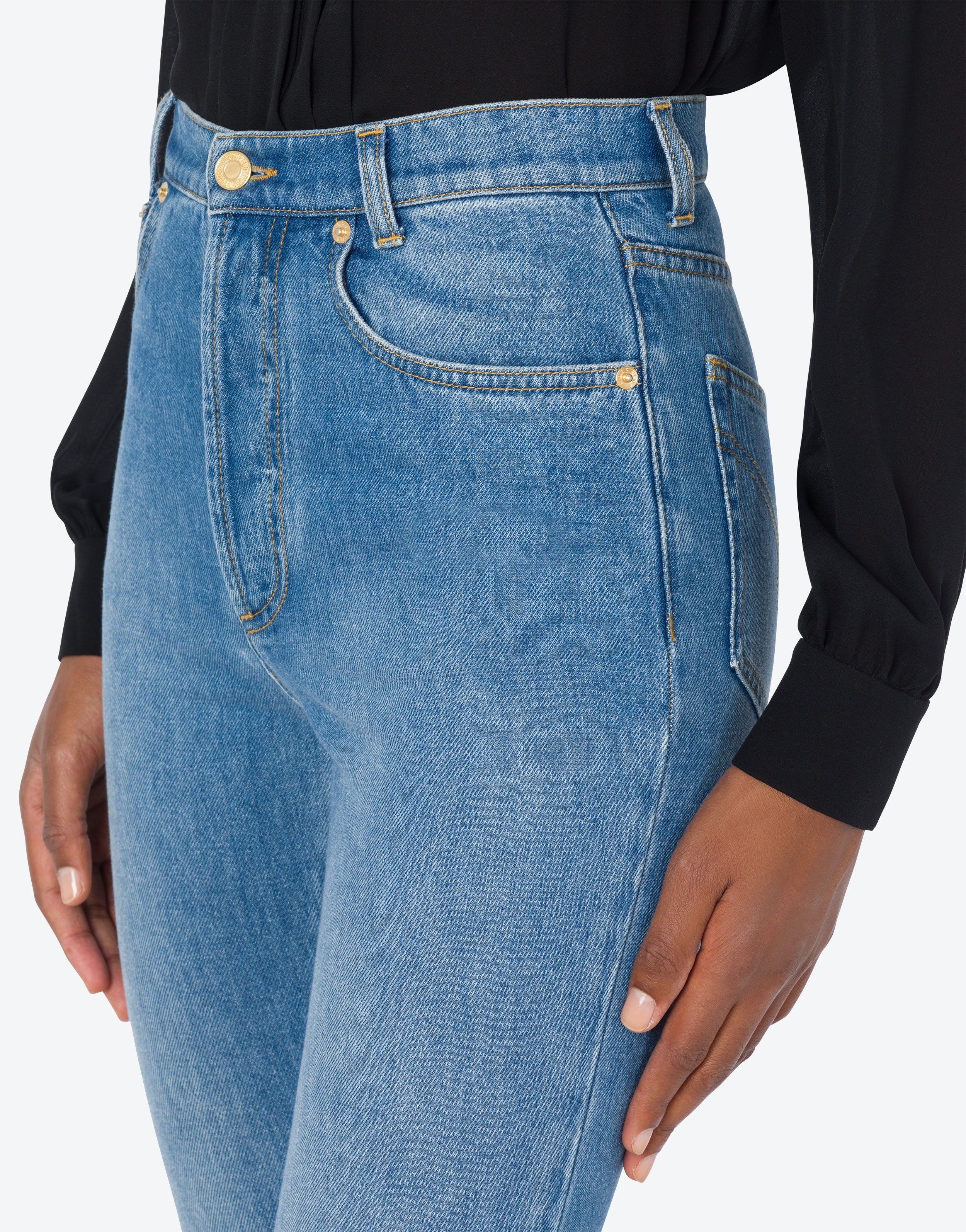 BLUE COTTON DENIM TROUSERS - 4