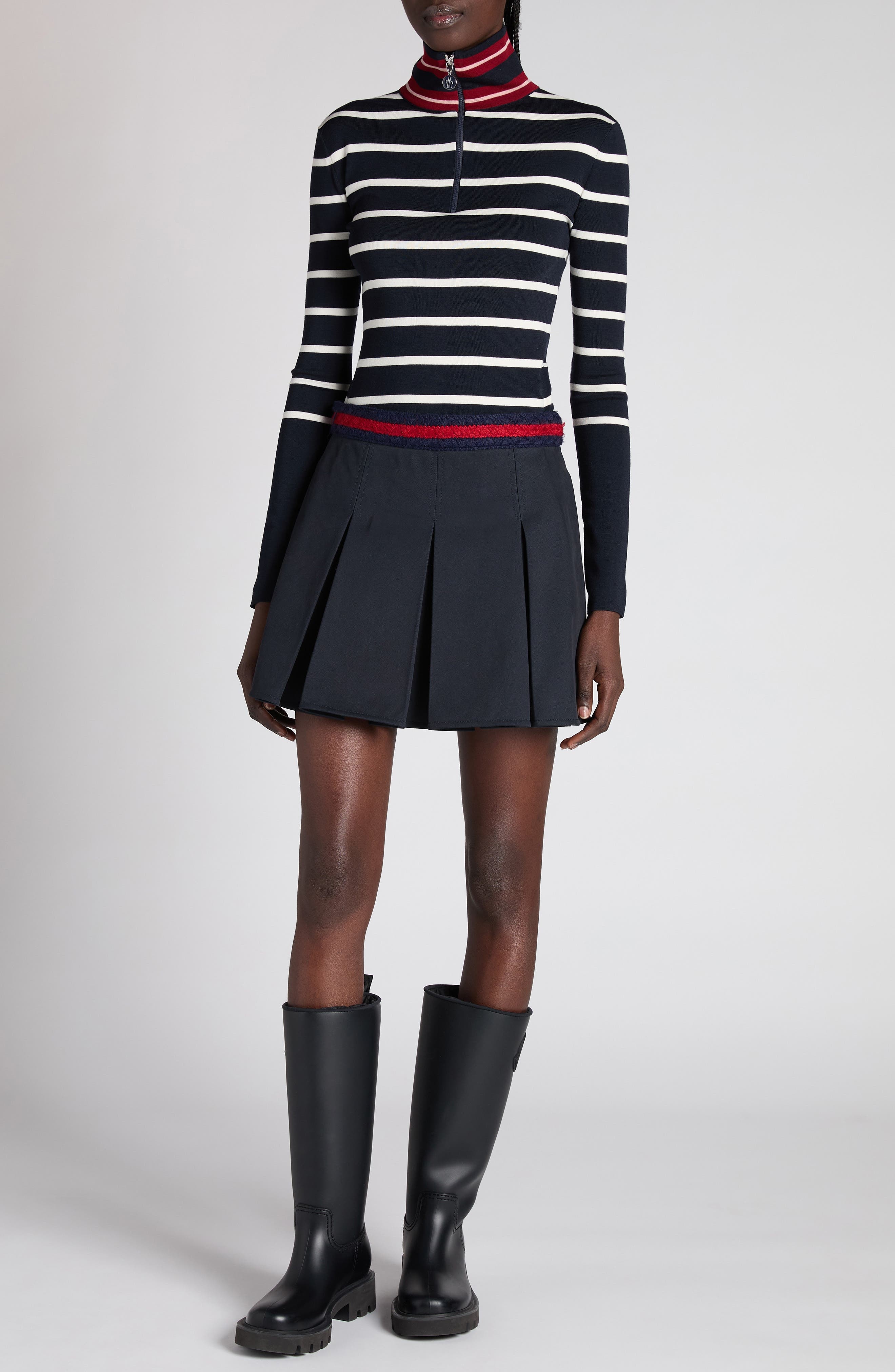 Moncler Stripe Virgin Wool Quarter Zip Pullover at Nordstrom - 2