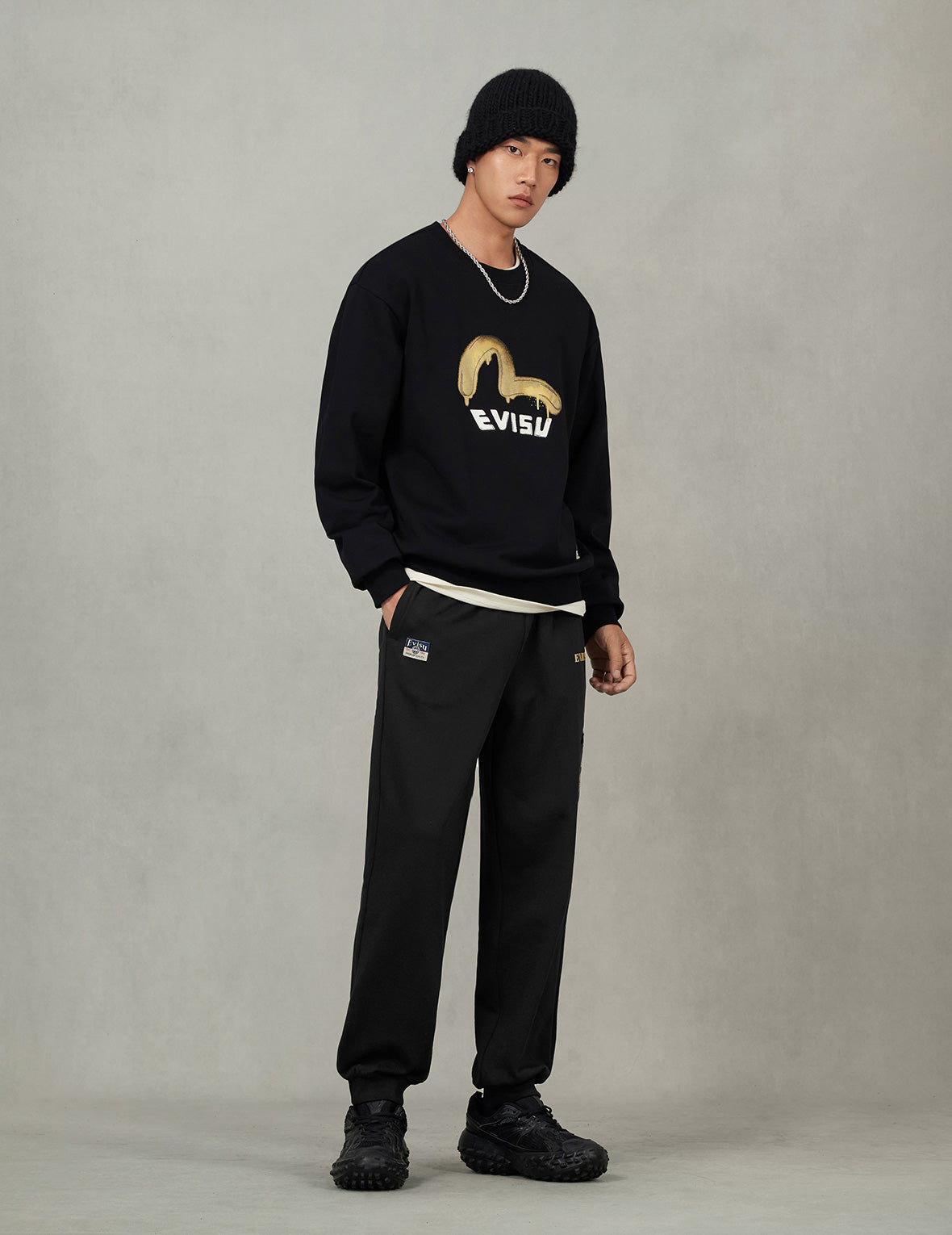 Grateful Crane Print and Multi-pocket Straight Fit Sweatpants - 5