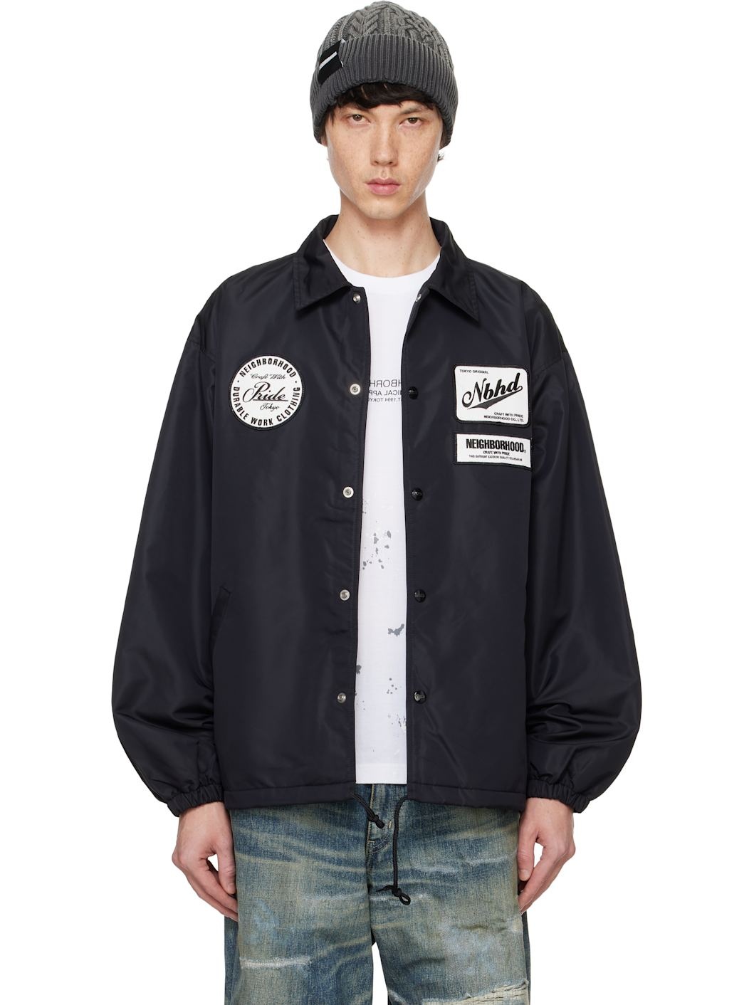 NEIGHBORHOOD Black Windbreaker 2 Jacket | ssense | REVERSIBLE