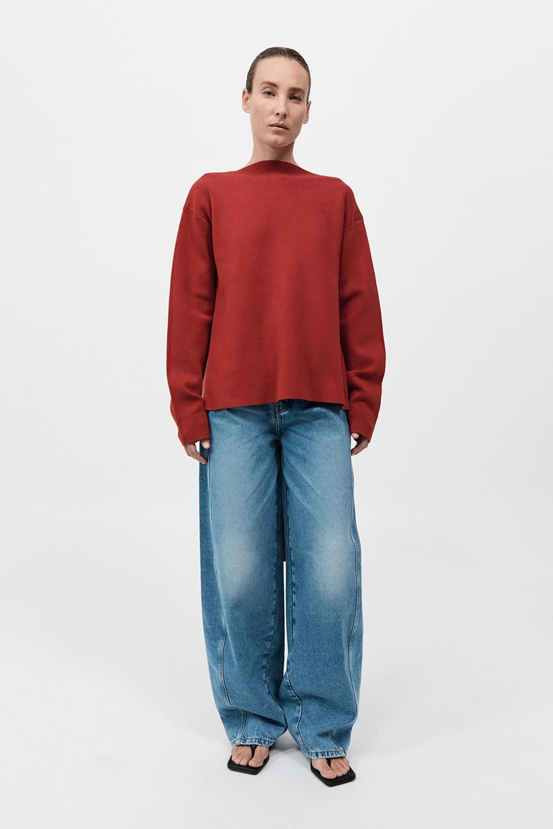 Milano Knit Scarf Jumper - Rosso - 7