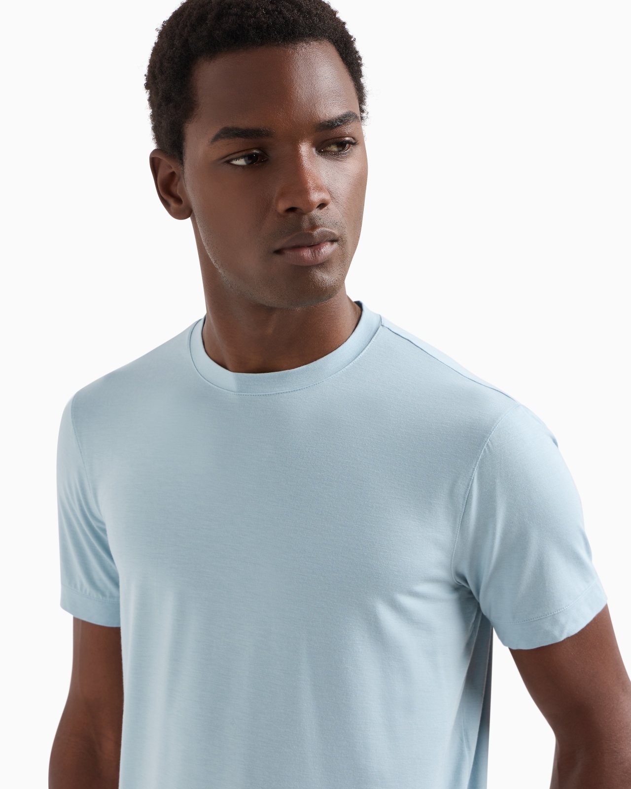 CREW-NECK LONG-SLEEVED T-SHIRT IN STRETCH VISCOSE JERSEY - 5